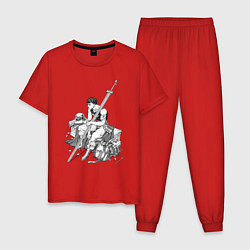 Пижама хлопковая мужская Берсерк манга и аниме, цвет: красный