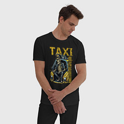 Пижама хлопковая мужская Таксист на подработке, цвет: черный — фото 2