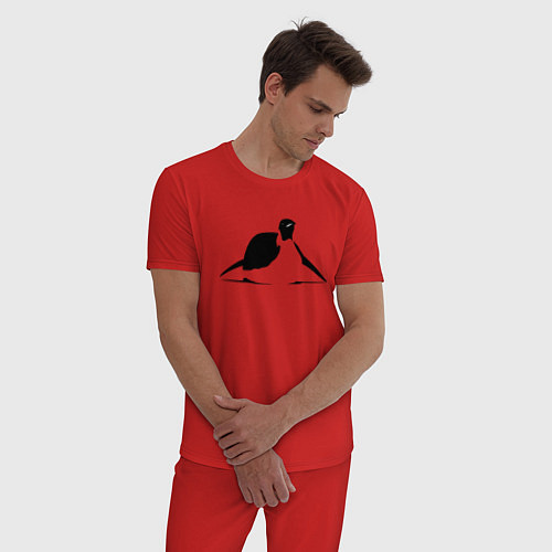 Мужская пижама Пингвин едет трафарет / Красный – фото 3