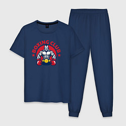 Пижама хлопковая мужская Клуб боксёров, цвет: тёмно-синий