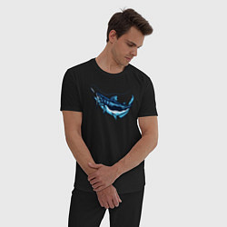 Пижама хлопковая мужская Лазурная рыбка, цвет: черный — фото 2