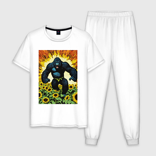 Мужская пижама Разъяренная горилла / Белый – фото 1