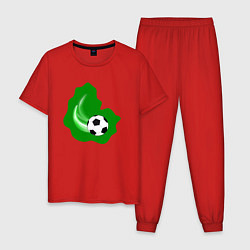 Пижама хлопковая мужская Летящий мяч, цвет: красный