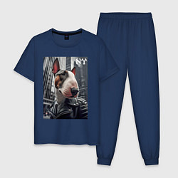 Мужская пижама Dude bull terrier in New York - ai art