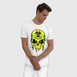 Пижама хлопковая мужская Biohazard skull, цвет: белый — фото 2