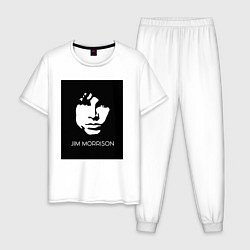 Пижама хлопковая мужская Jim Morrison in bw, цвет: белый
