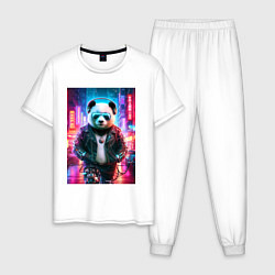 Мужская пижама Панда в ночном Пекине - киберпанк - нейросеть