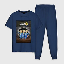 Пижама хлопковая мужская Fallaut - vault boys, цвет: тёмно-синий