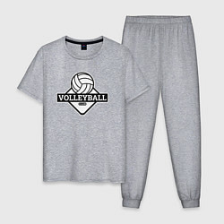 Пижама хлопковая мужская Volleyball club, цвет: меланж