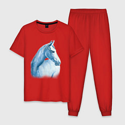 Пижама хлопковая мужская Голубая лошадь, цвет: красный