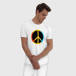 Пижама хлопковая мужская Хиппи знак разноцветный пацифик, цвет: белый — фото 2