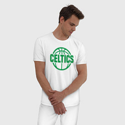 Пижама хлопковая мужская Celtics ball, цвет: белый — фото 2