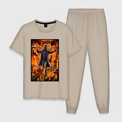 Пижама хлопковая мужская Postal - почтальон, цвет: миндальный