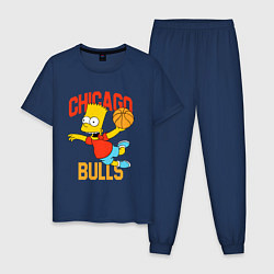 Пижама хлопковая мужская Чикаго Буллз Барт Симпсон, цвет: тёмно-синий