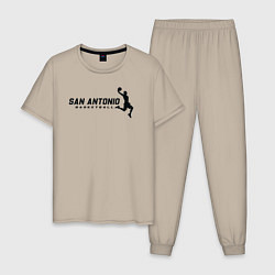 Пижама хлопковая мужская Basketball San Antonio, цвет: миндальный