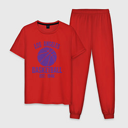 Пижама хлопковая мужская Basketball Los Angeles, цвет: красный