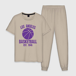 Пижама хлопковая мужская Basketball Los Angeles, цвет: миндальный
