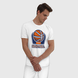 Пижама хлопковая мужская Style basketball, цвет: белый — фото 2