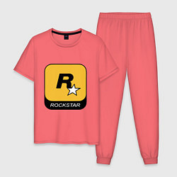 Пижама хлопковая мужская Rockstar, цвет: коралловый