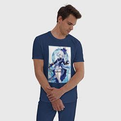 Пижама хлопковая мужская Фурина - Геншин импакт, цвет: тёмно-синий — фото 2