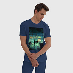 Пижама хлопковая мужская Взор в даль, цвет: тёмно-синий — фото 2