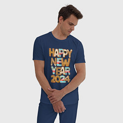 Пижама хлопковая мужская С новым годом 2024!, цвет: тёмно-синий — фото 2