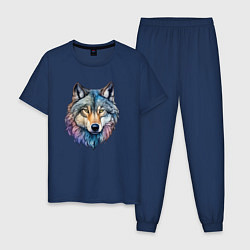 Пижама хлопковая мужская Перламутровый волк, цвет: тёмно-синий