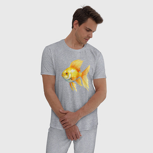 Мужская пижама Желтая золотая рыбка / Меланж – фото 3