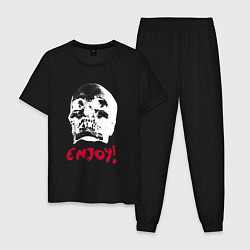 Пижама хлопковая мужская Depeche Mode - Skull enjoy, цвет: черный