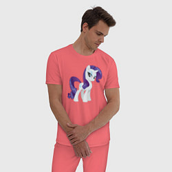 Пижама хлопковая мужская Рарити из My Little Pony в кино, цвет: коралловый — фото 2