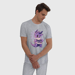 Пижама хлопковая мужская Фиолетовый дракон в свитере, цвет: меланж — фото 2