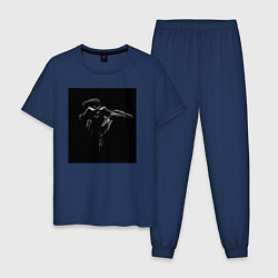 Пижама хлопковая мужская Xo weeknd, цвет: тёмно-синий