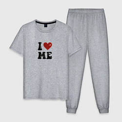 Пижама хлопковая мужская I love me - heart y2k, цвет: меланж