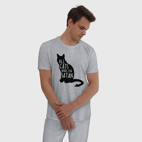 Мужская пижама Все кошки работают на сатану / Меланж – фото 3