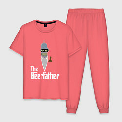 Пижама хлопковая мужская The beerfather, цвет: коралловый