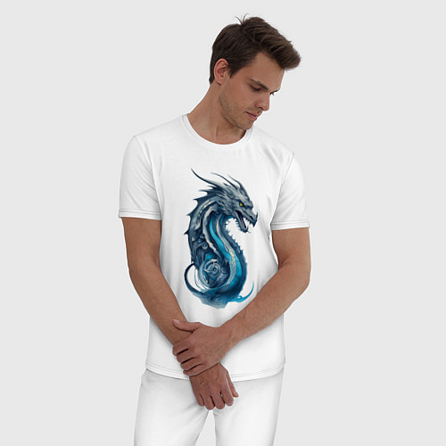 Мужская пижама Живописный дракон / Белый – фото 3