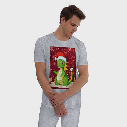 Мужская пижама Рождественский дракон / Меланж – фото 3