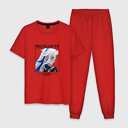 Пижама хлопковая мужская Нёвиллет в квадрате, цвет: красный