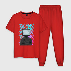 Пижама хлопковая мужская Great TV men, цвет: красный