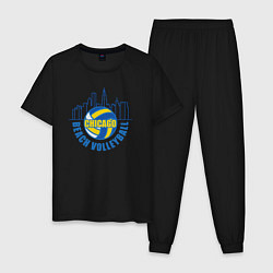 Пижама хлопковая мужская Пляжный волейбол из Чикаго, цвет: черный