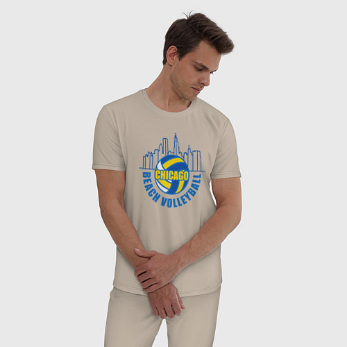 Мужская пижама Пляжный волейбол из Чикаго / Миндальный – фото 3