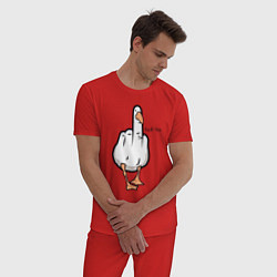 Пижама хлопковая мужская Duck you - fuck you, цвет: красный — фото 2