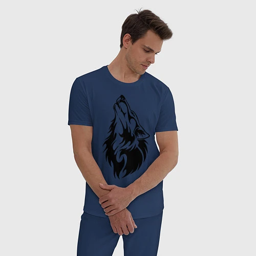Мужская пижама Воющий волк / Тёмно-синий – фото 3