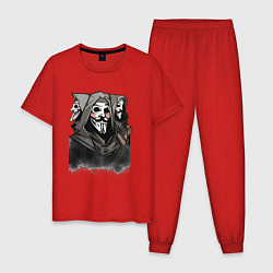 Пижама хлопковая мужская Три гая фокса, цвет: красный