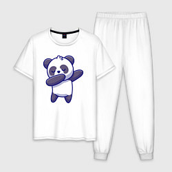 Пижама хлопковая мужская Dabbing panda, цвет: белый