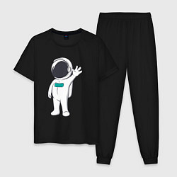Пижама хлопковая мужская Привет от космонавта, цвет: черный