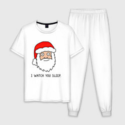 Пижама хлопковая мужская Криповый Санта, цвет: белый