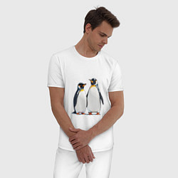 Пижама хлопковая мужская Друзья-пингвины, цвет: белый — фото 2