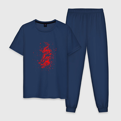 Мужская пижама Дракон в брызгах / Тёмно-синий – фото 1