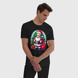 Пижама хлопковая мужская Santa Simpson - ai art, цвет: черный — фото 2